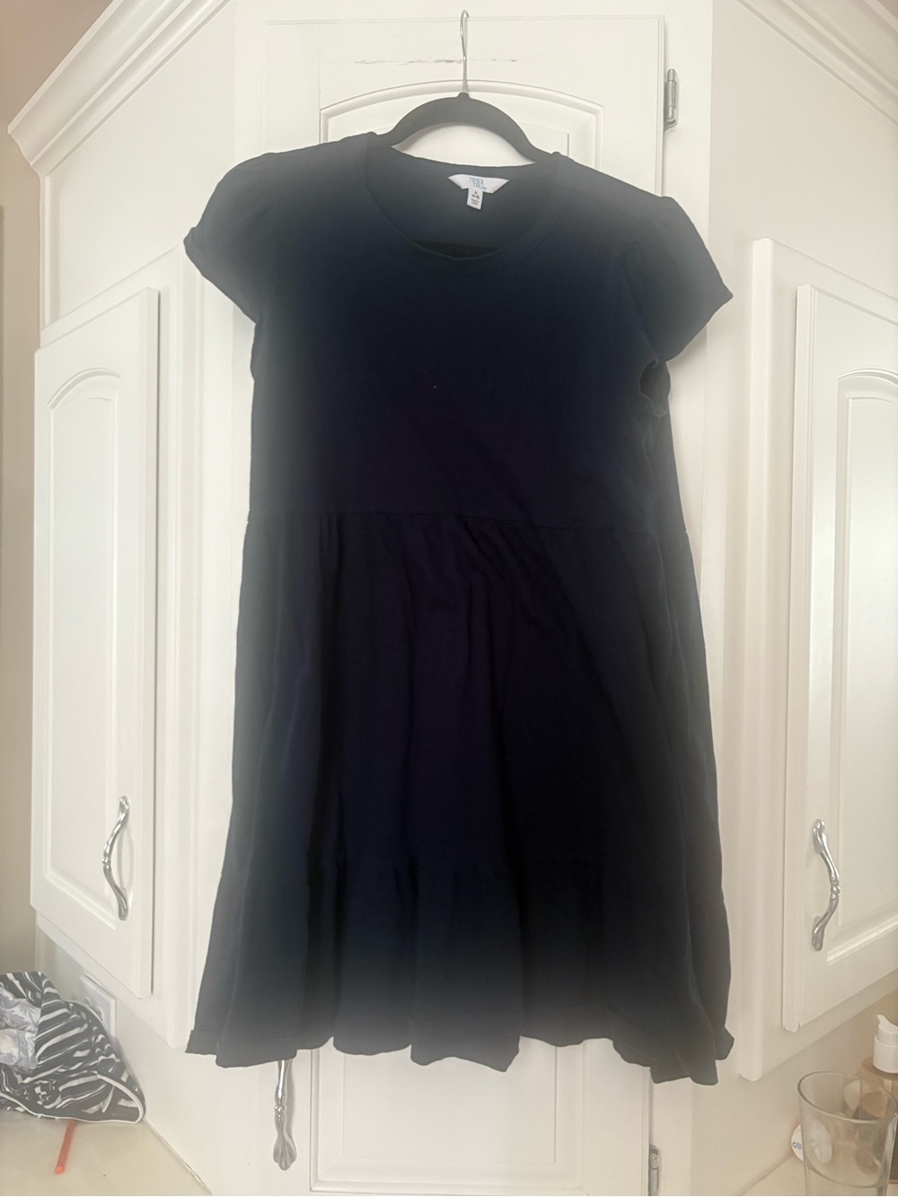 Time and Tru Navy Short Sleeve Tiered Dress